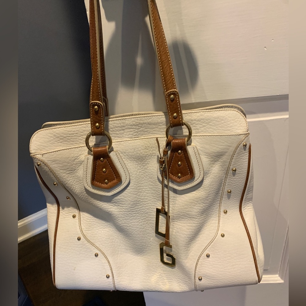 Dolce & Gabbana Studded White Leather Tote Bag